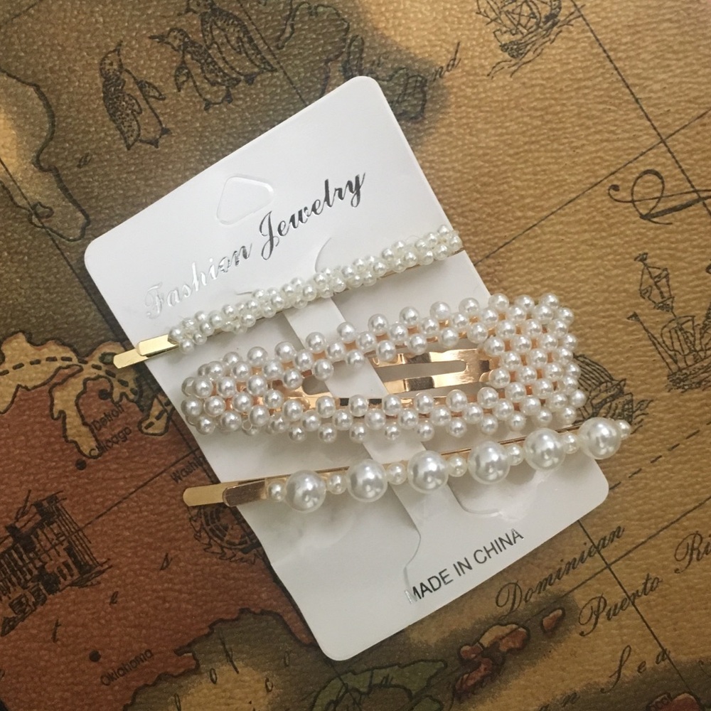 Faux Pearl Hair Accessories 3 Piece Set - Picture 1 of 1